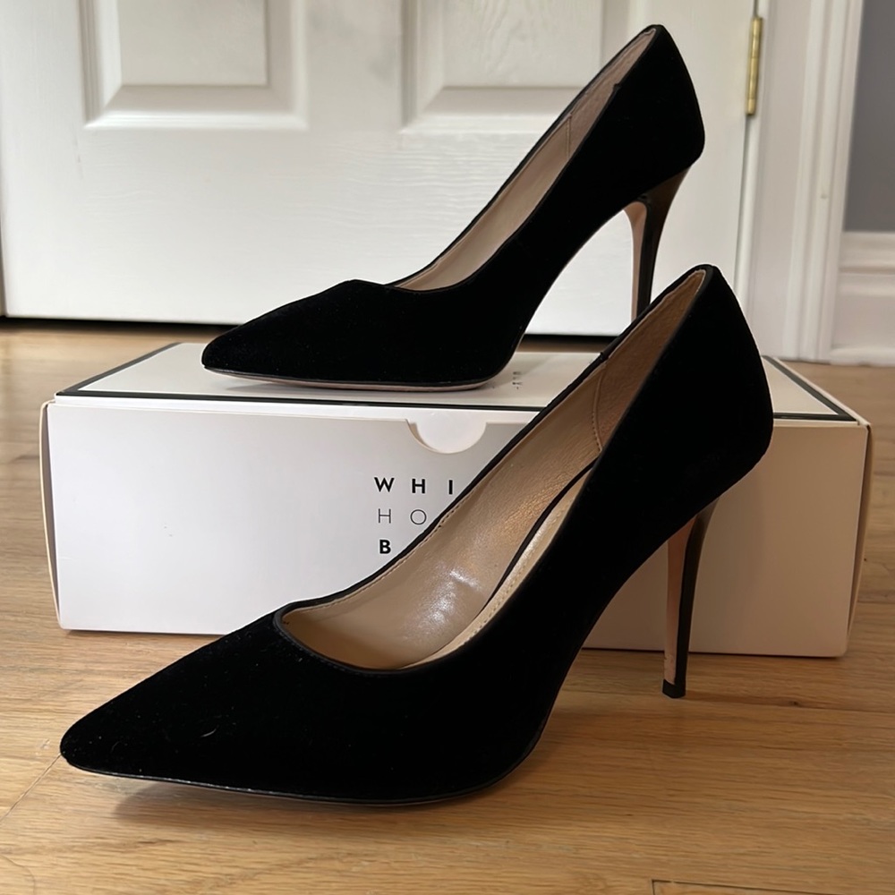 White House Black Market Black Suede Heels